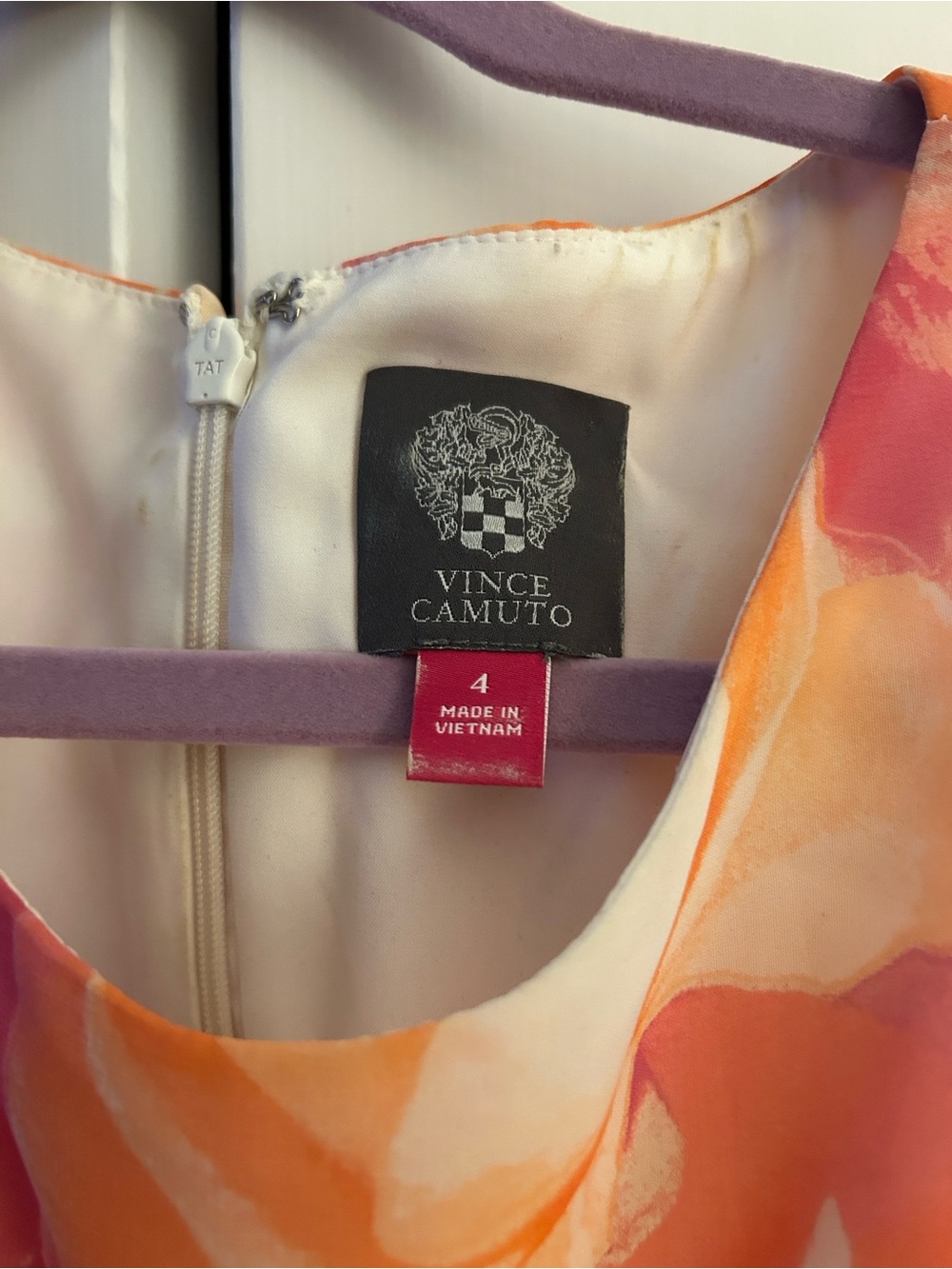 Vince Camuto Pink and Orange Watercolor Shift Dress